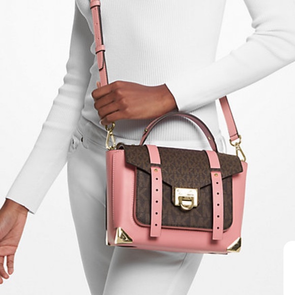 MICHAEL KORS
Manhattan Medium Leather and Logo Satchel PRIMROSE BROWN SIGNATURE - Picture 3 of 16